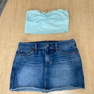 Levi’s denim fringe mini skirt